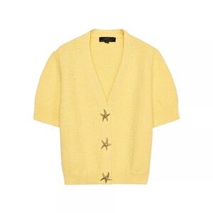 Zara Star Button knit Cardigan- Light Yellow Cardigan with Starfish Accent